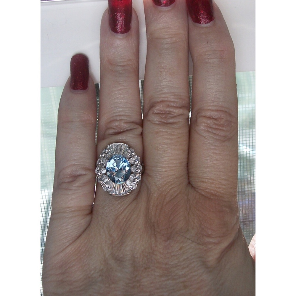 STAINLESS STEEL Simulated London Blue Topaz Ring - Picture 2 of 8